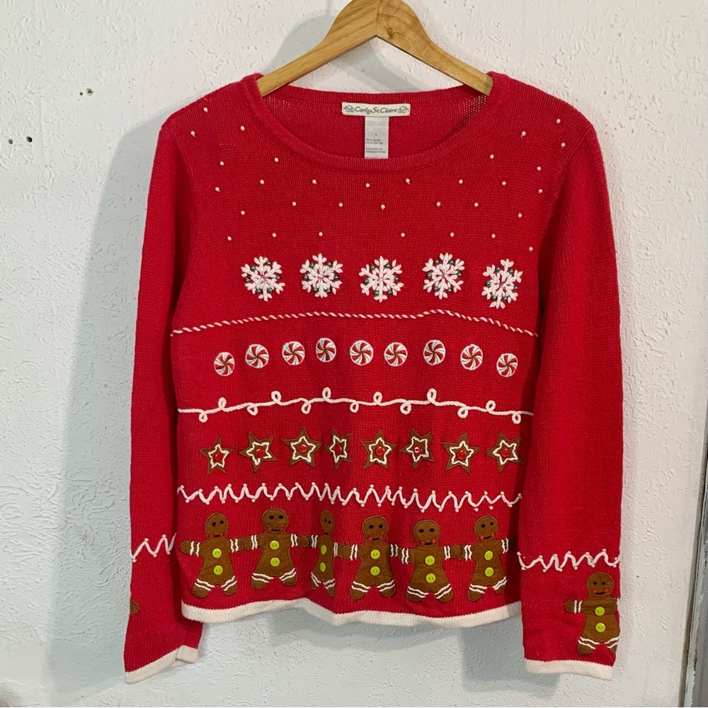 CARLY ST CLAIRE Vintage Gingerbread Sweater Sz L